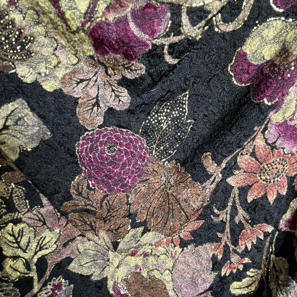 NWT MSK Floral Blouse. XL Cowl Neck Gold Glitter Whimsical Fairy Boho - Picture 6 of 14